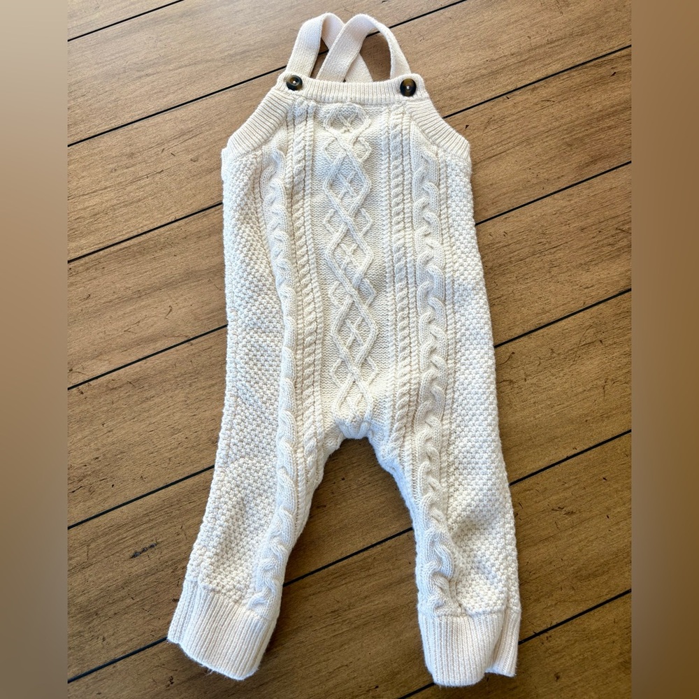 Hanna Andersson Cable Knit Overalls, 12-18 months